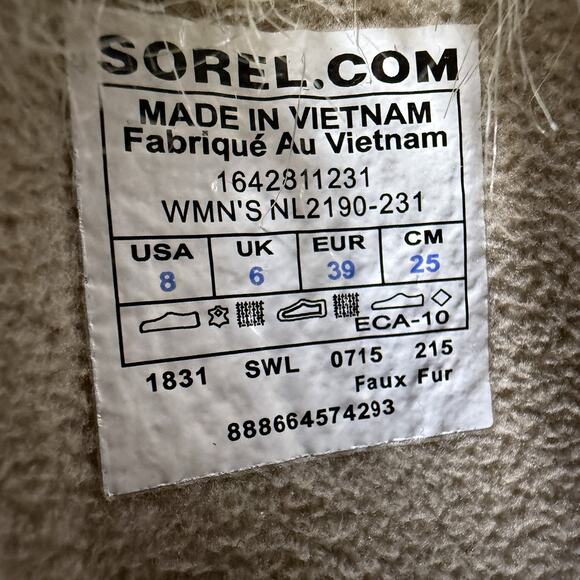 Sorel Tofino Tall Winter Boots Waterproof Size 8 Herringbone Quilted Lace Up - Picture 11 of 11